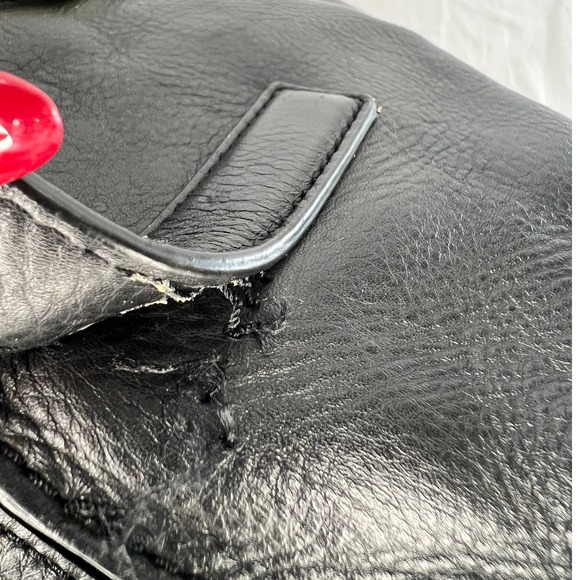 Cole Haan Black Leather Tote Bag Gold Ring Tassel Zipper Top Shoulder Bag - Picture 15 of 15